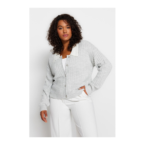 Bild von Trendyol Curve Graumelierter Strick-Cardigan für Damen – 2XL
