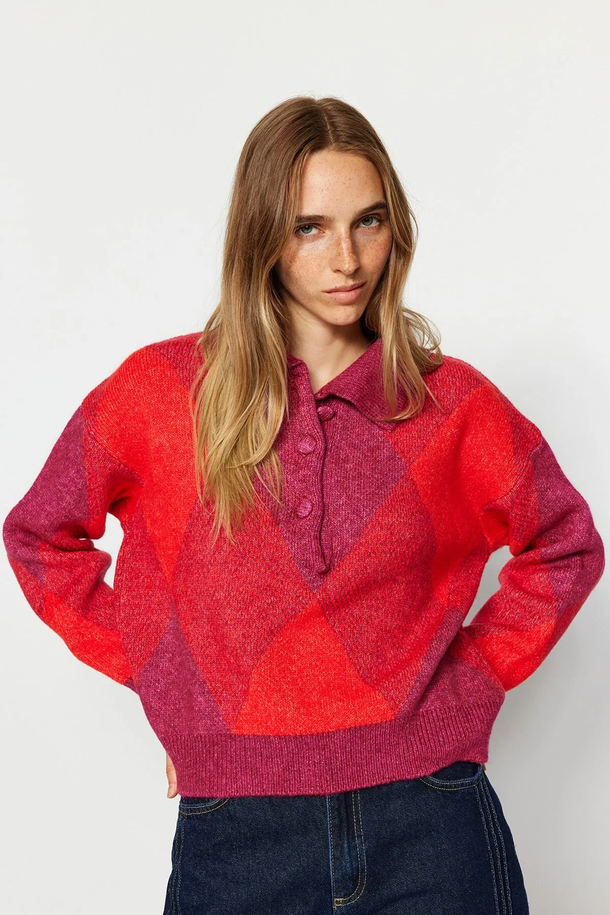 Bild von Trendyol Collection Rosa, Weicher, Strukturierter Strickpullover Mit Weiter Passform für Damen - S
