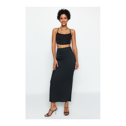 Bild von Trendyol Collection Schwarzer Maxi-Stretch-Strickrock mit Hoher Taille für Damen - XL