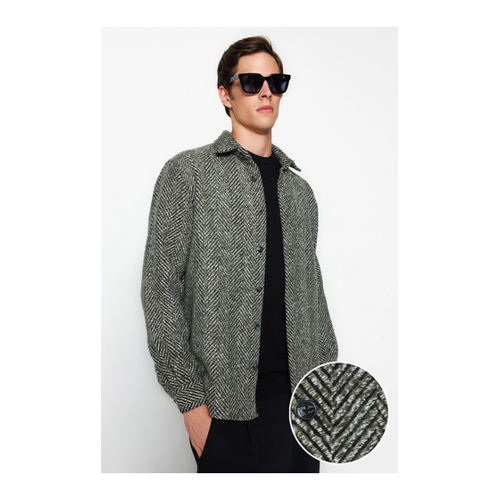 Bild von Trendyol Collection Khakifarbenes Unisex-Winterhemd mit Hahnentrittmuster