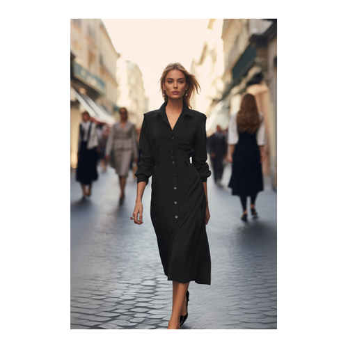 Bild von Trendyol Collection Schwarzes, Geknöpftes, Gewebtes Kleid Zum Binden Am Rücken für Damen - 40