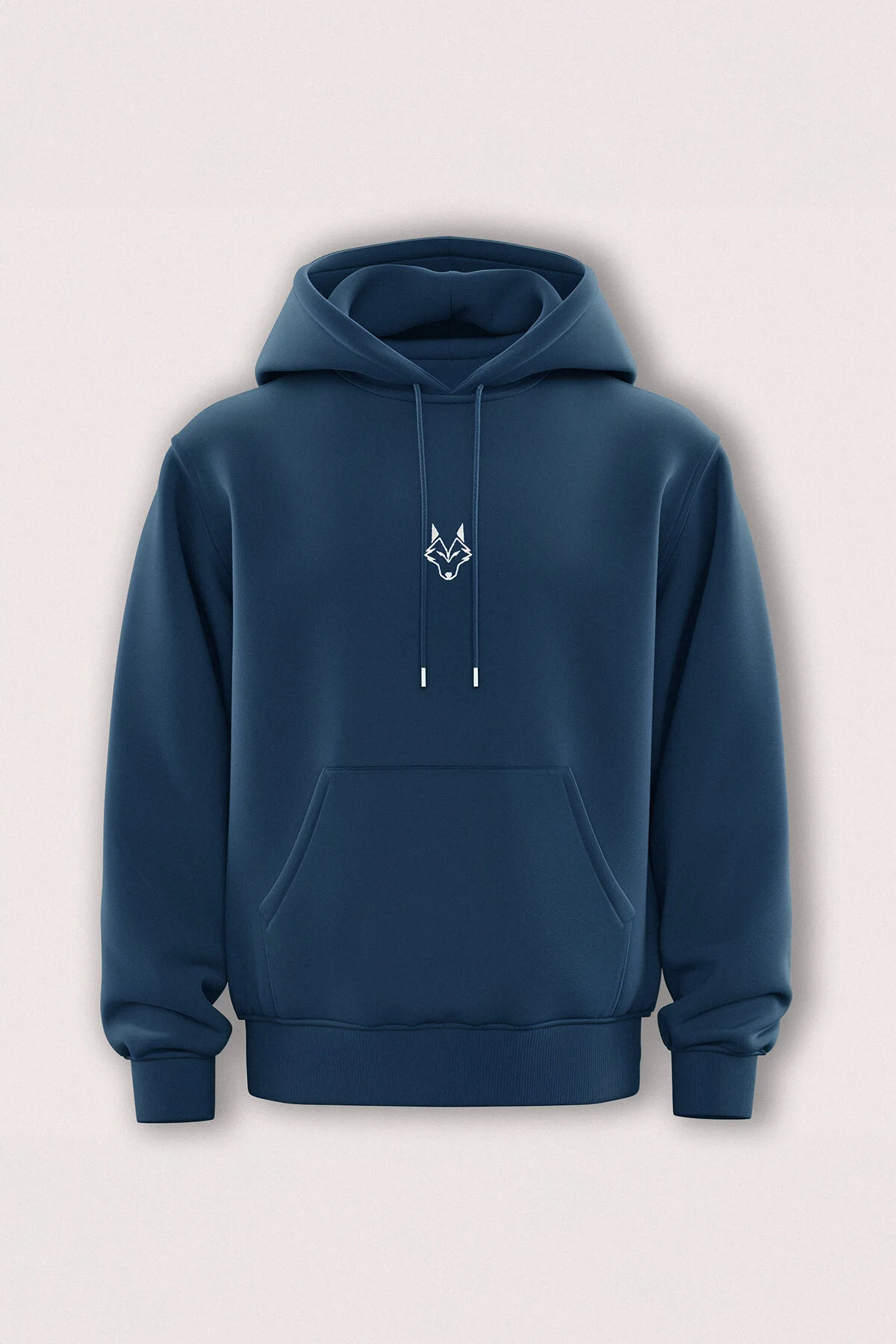 Bild von Trendyol Collection Indigoblaues Fleece-sweatshirt Mit Kapuze Und Wolf-stickerei – Normale Passform Tmnaw24sw00018 für Herren - L