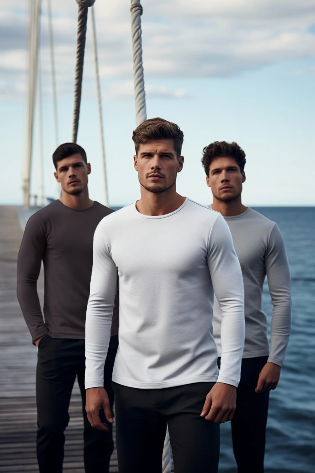Bild von Trendyol Collection 3er-pack Anthrazit-grau-weiße Basic-t-shirts Aus 100 % Baumwolle - für Herren - XL