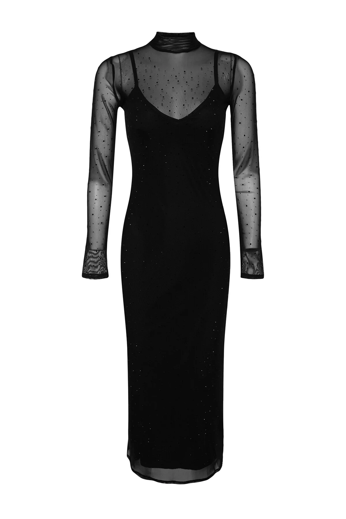 Bild von Trendyol Collection Limitiertes Schwarzes Tüllkleid Mit Glänzendem Stein für Damen - 36