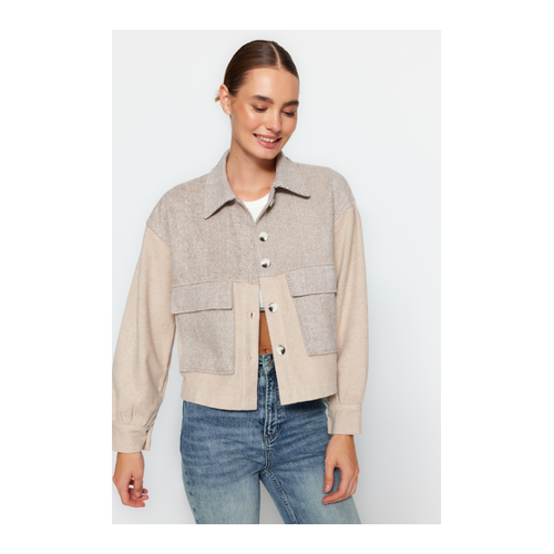 Bild von Trendyol Collection Steinfarbene Gewebte Jacke Mit Zwei Taschen für Damen - 40