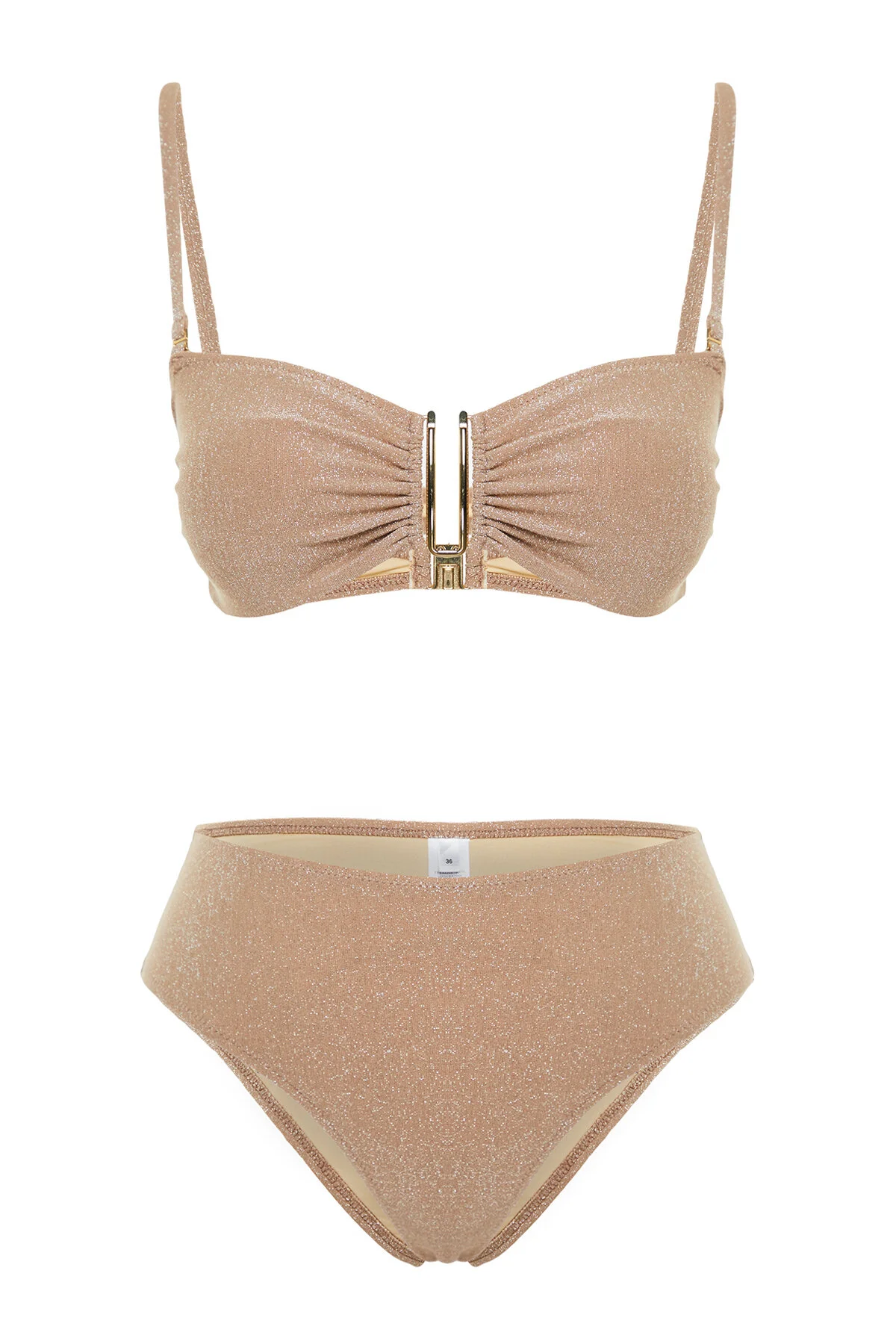 Bild von Trendyol Collection Glitzernder Trägerloser Nerzbikini Hochwertiger Brasilianischer Stoff für Damen - 38