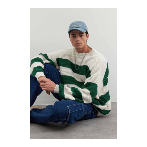 Bild von Dunkelgrüner, Lässiger Strickpullover für Herren