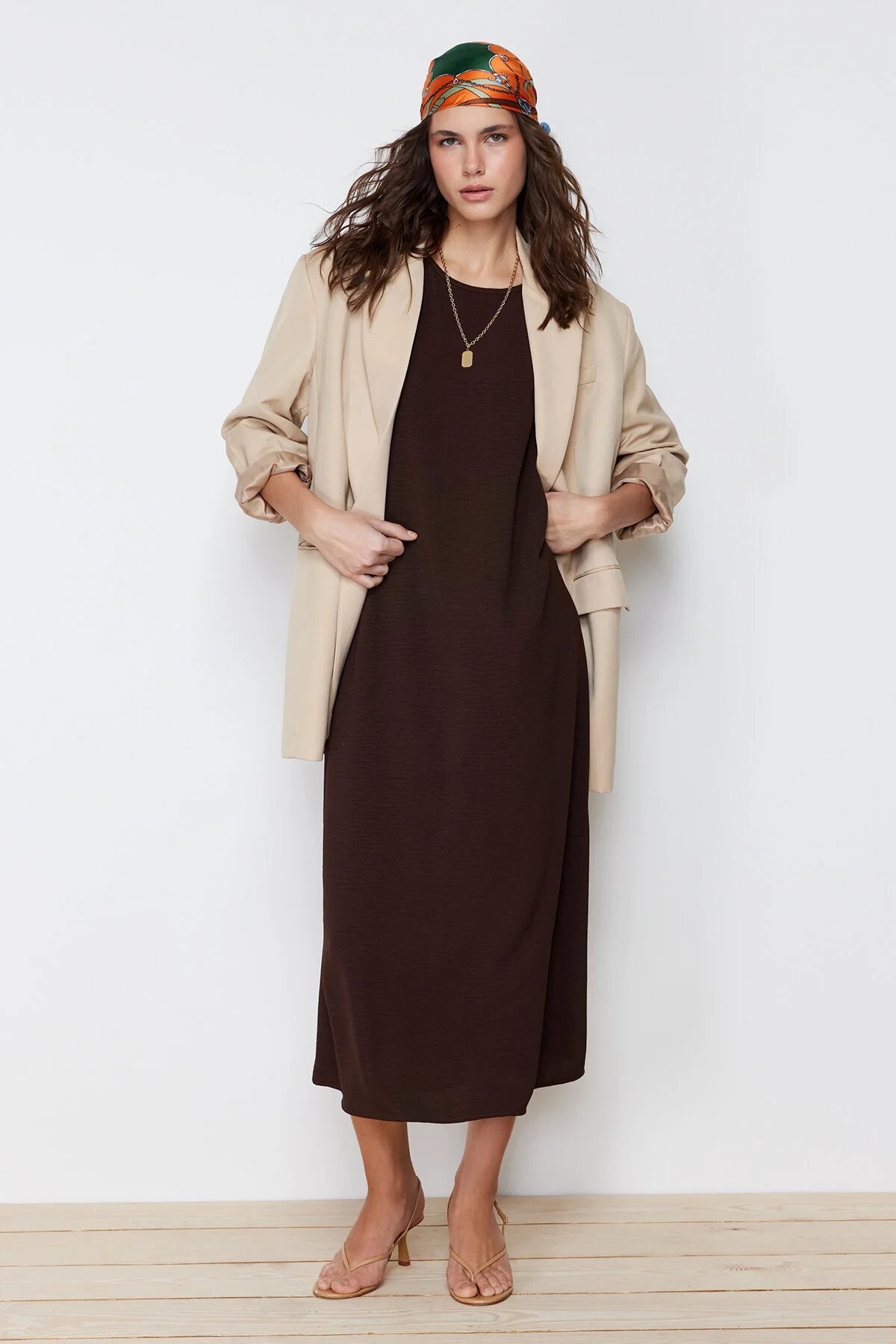 Bild von Trendyol Modest Braunes Unterwäsche-aerobin-kleid Mit Gewebtem Futter für Damen - 38