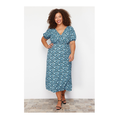 Bild von Trendyol Curve Zweireihiges Midikleid mit Mehrfarbigem Blumendruck – ideal für Damen