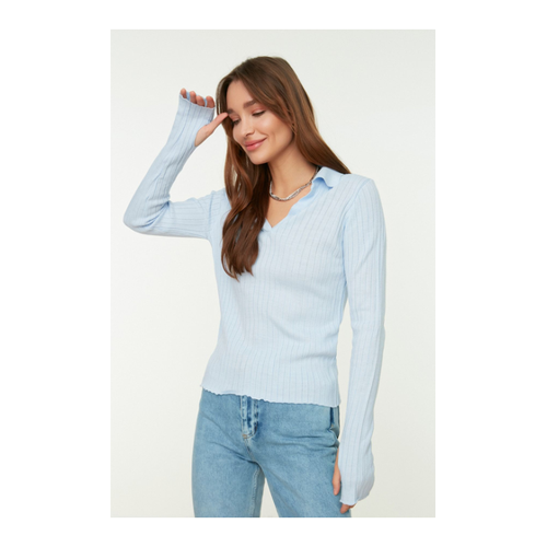 Bild von Trendyol Collection Hellblauer Strickpullover Mit Polokragen - für Damen - XS