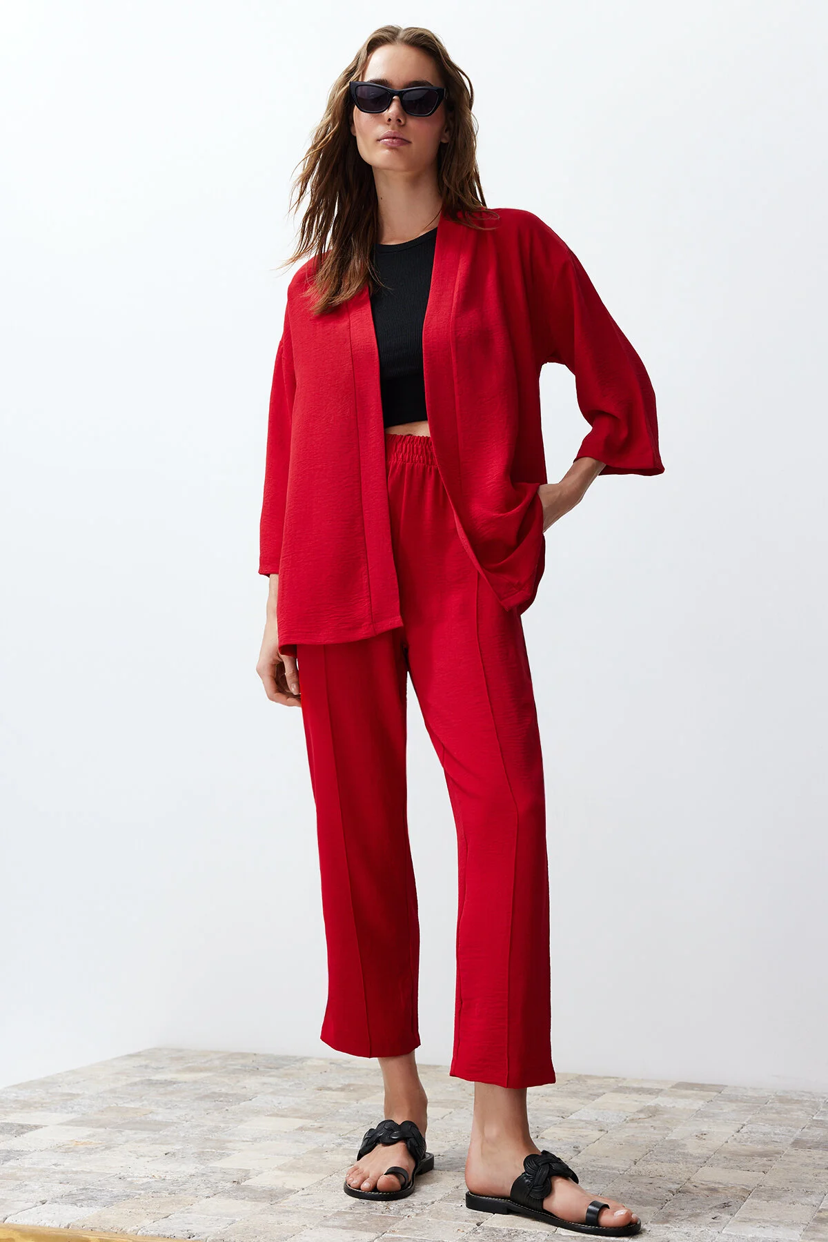 Bild von Trendyol Collection Rotes Kimono- Und Hosen-set – für Damen - 36