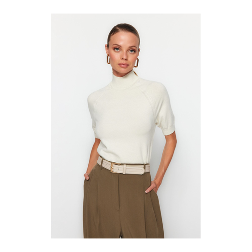 Bild von Trendyol Collection Weich Geknöpfte Basic-strickbluse – Ecru Premium Yarn für Damen - XS