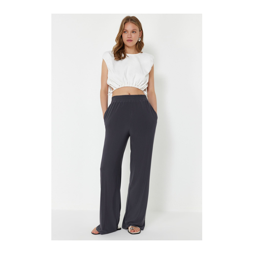 Bild von Trendyol Collection Flexible Hose mit weitem Bein und hoher Taille in Anthrazit - für Damen