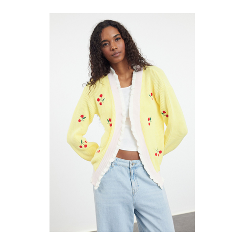 Bild von Trendyol Collection Gelbe Strickjacke mit Stickerei für Damen