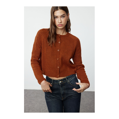 Bild von Trendyol Collection Zimtfarbener Weicher Strick-Cardigan für Damen