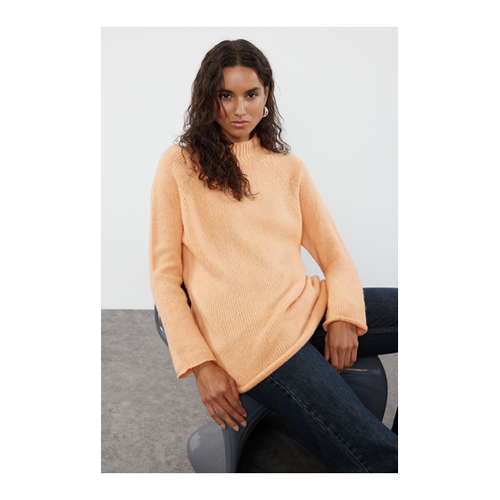 Bild von Trendyol Collection Orangefarbener, Nahtloser, Weicher Strickpullover Mit Stehkragen – für Damen - M