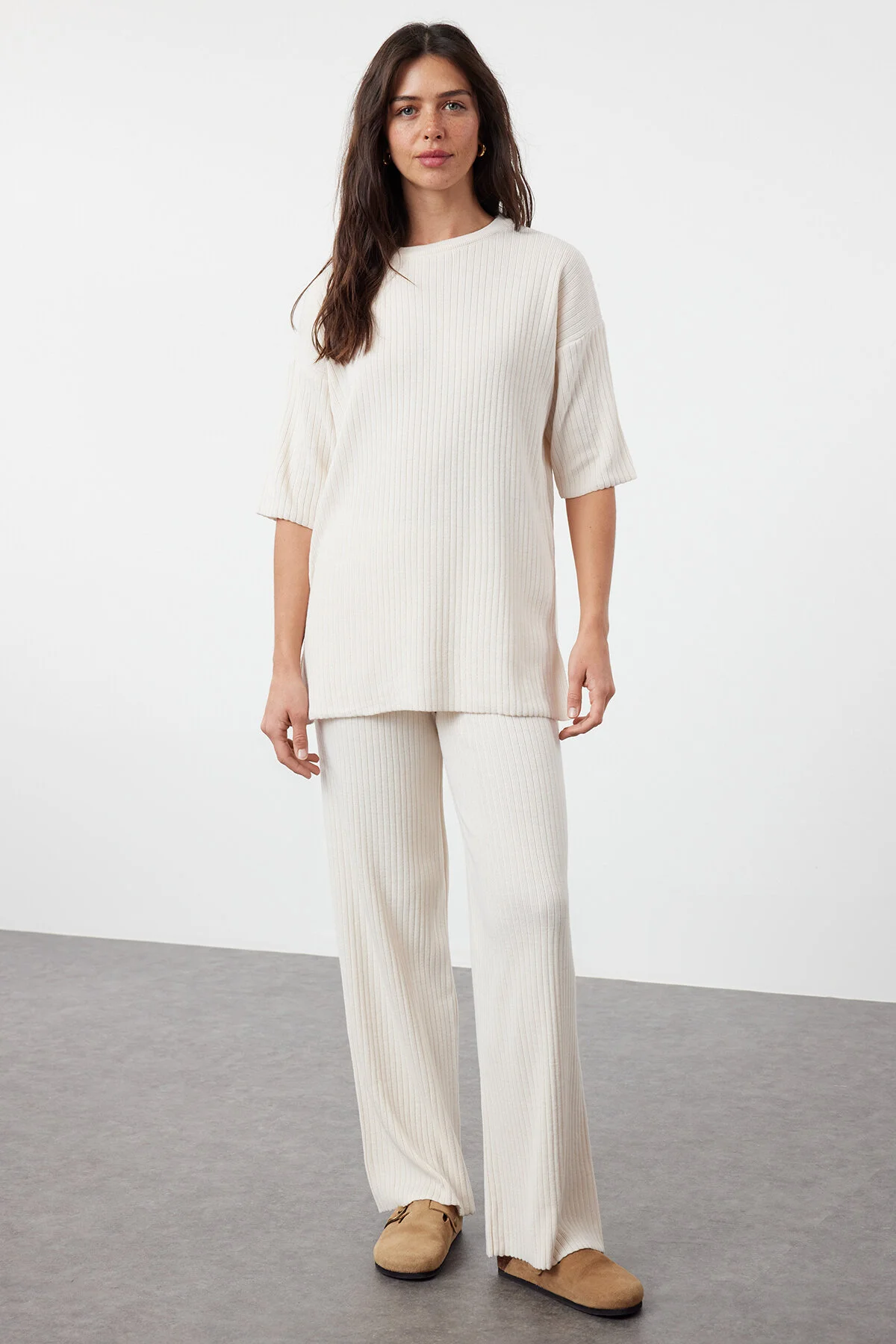 Bild von Trendyol Collection Strickunterteil-oberteil-set Mit Fahrradkragen In Stein für Damen - S