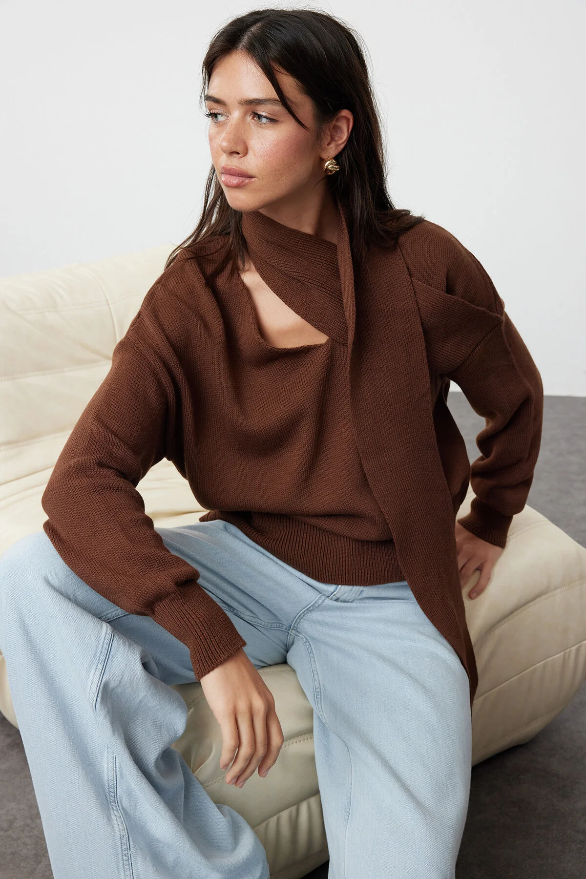 Bild von Trendyol Collection Schal Strickpullover Braun - für Damen - M