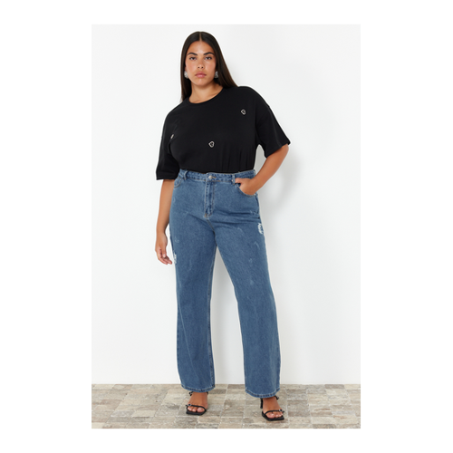 Bild von Trendyol Curve Blaue Jeanshose Mit Hoher Taille Und Weitem Bein - für Damen - 44