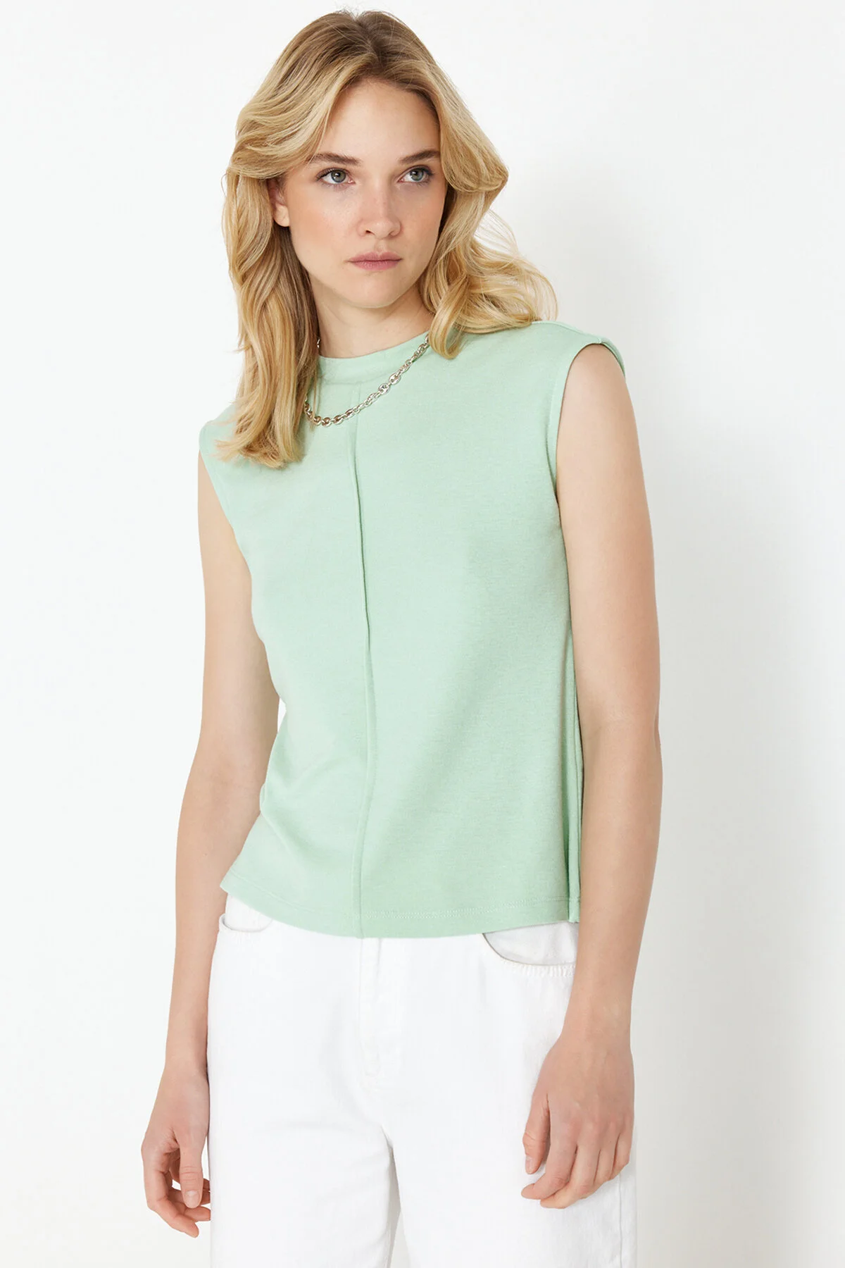 Bild von Trendyol Collection Mintfarbene, Figurbetonte/figurbetonte Stretch-strickbluse Aus Viskose/weichem Stoff für Damen - M