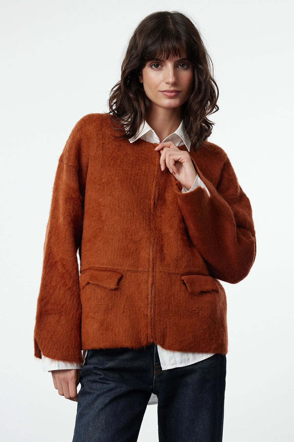Bild von Trendyol Collection Weich Strukturierte Strickjacke In Hellbraun - für Damen - S