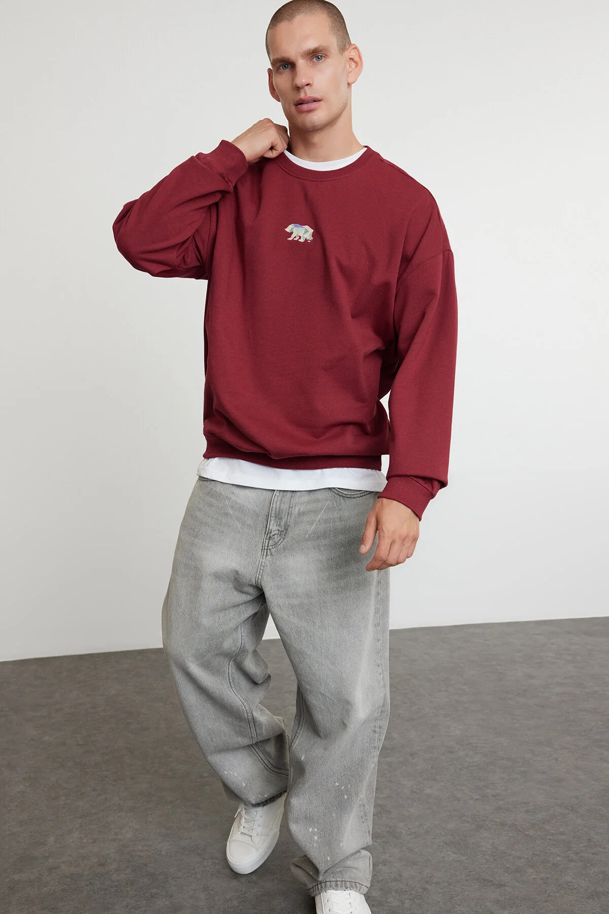 Bild von Trendyol Collection Fleece-sweatshirt In Weinrot – Hält Innen Warm Tmnaw23sw00191 für Herren - M