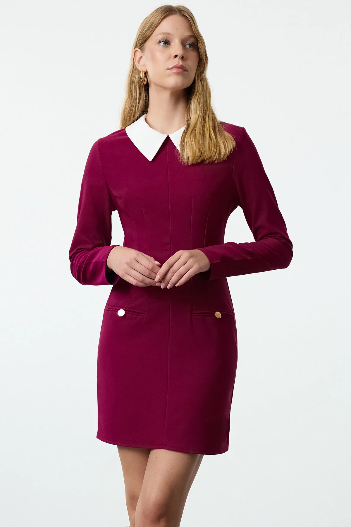 Bild von Trendyol Collection Lila Gewebtes Kleid Mit Kragen - für Damen - 42