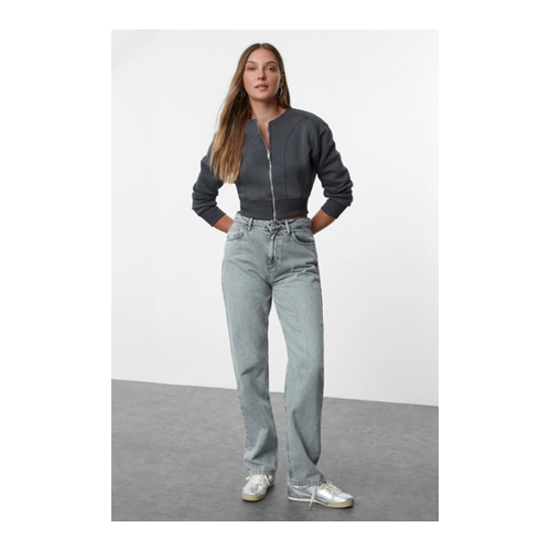 Bild von Trendyol Collection Anthrazitfarbenes Strick-Sweatshirt für Damen