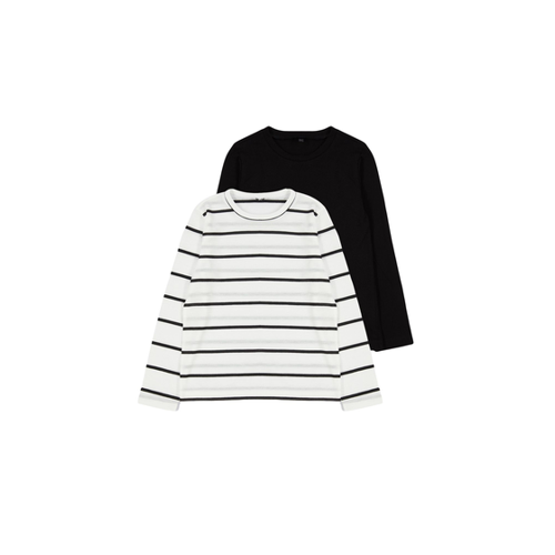 Bild von TRENDYOLKIDS Schwarz Gestreiftes Unisex-T-Shirt Aus Baumwolle, 2er-Set – für Damen - 11–12 Jahre