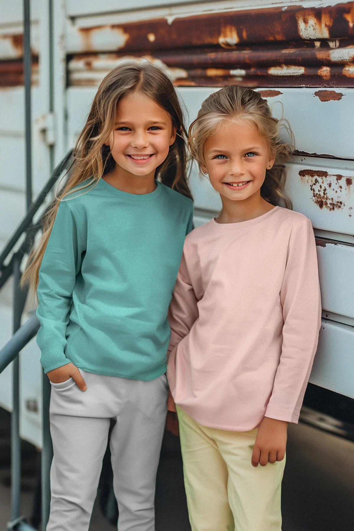 Bild von TRENDYOLKIDS Powder-mint 2er-pack Strick-t-shirts Für Mädchen – Einfarbige Baumwolle für Damen - 7–8 Jahre