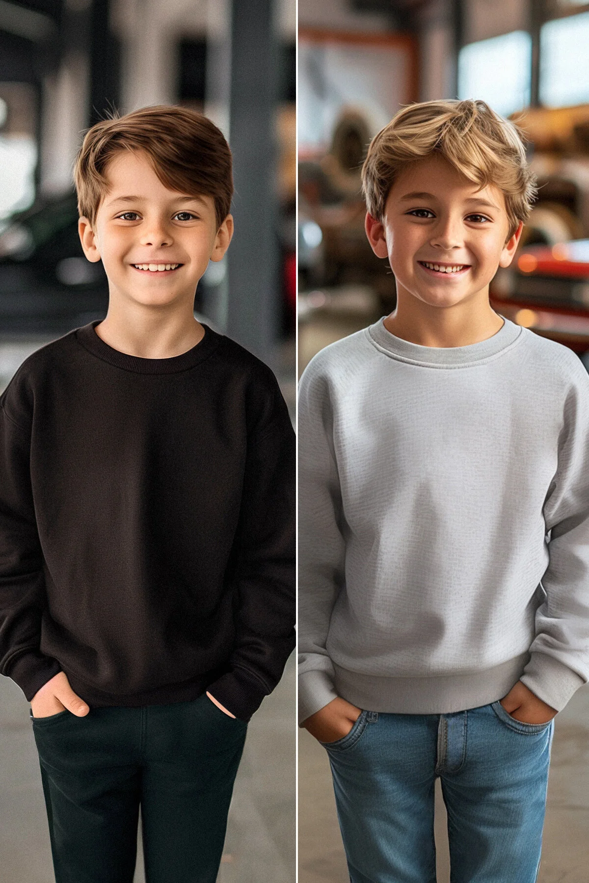 Bild von TRENDYOLKIDS Unisex-strickpullover Mit Rundhalsausschnitt In Schwarz Und Grau, 2er-set – - 5–6 Jahre