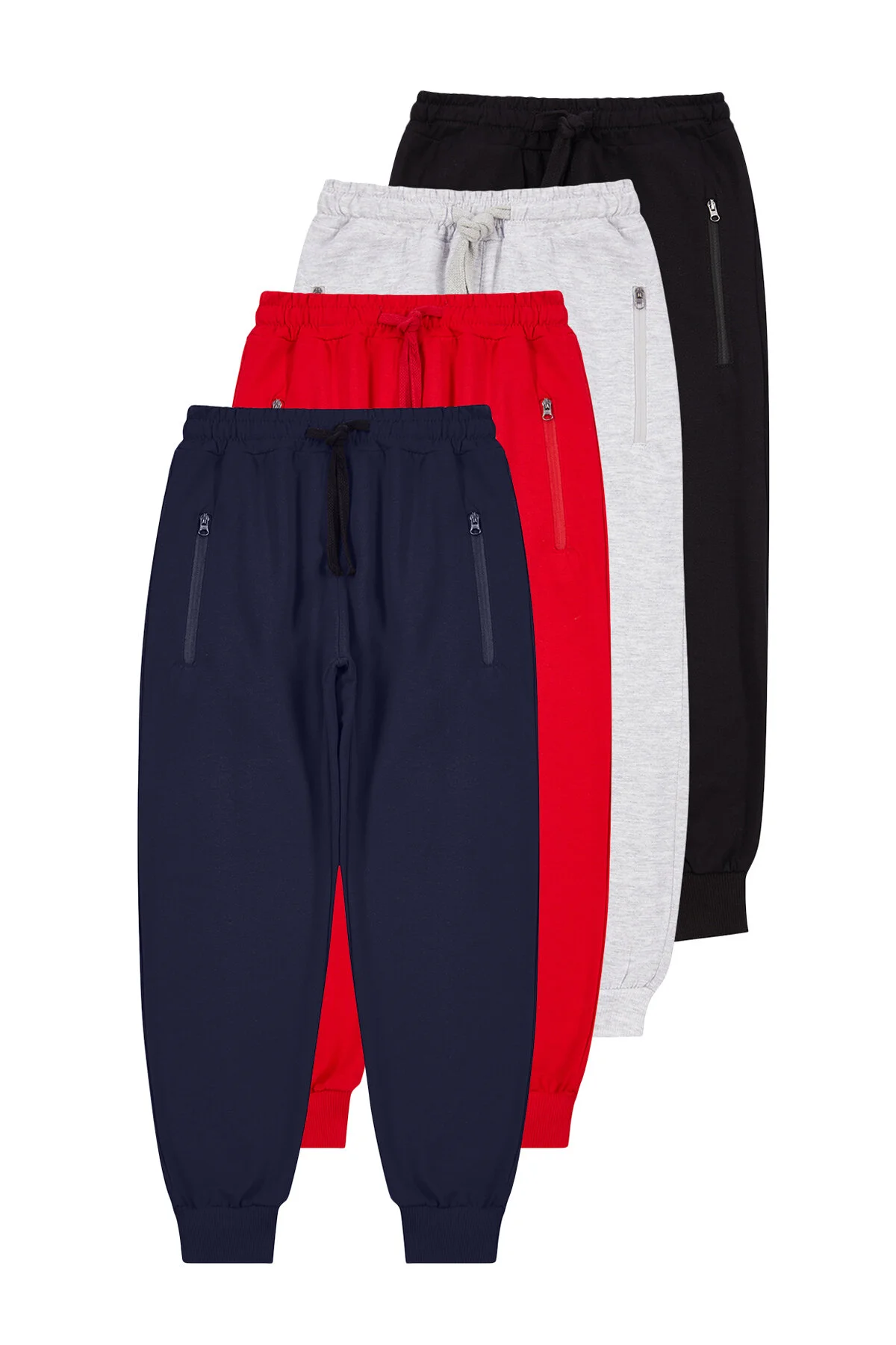 Bild von TRENDYOLKIDS Unisex-set Mit 4 Strick-jogginghosen In Rot-schwarz-marineblau-grau Mit Reißverschluss für Damen - 12–13 Jahre