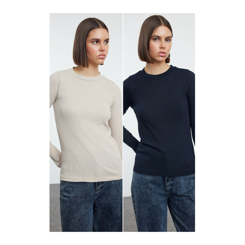 Bild von Trendyol Collection Rundhalsausschnitt Strickbluse im 2er-Pack für Damen