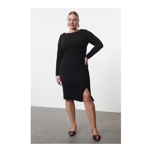 Bild von Trendyol Curve Schwarzes Crepe-strickkleid Mit Quadratischem Ausschnitt In Übergröße für Damen - 2XL
