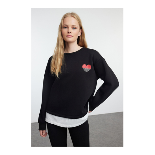 Bild von Trendyol Collection Schwarzes Strick-Sweatshirt Mit Popeline Und Stickerei-Detail Regular Fit