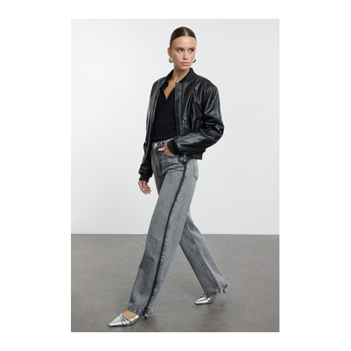 Bild von Trendyol Collection Anthrazitfarbene Jeans mit Weitem Bein und Hoher Taille