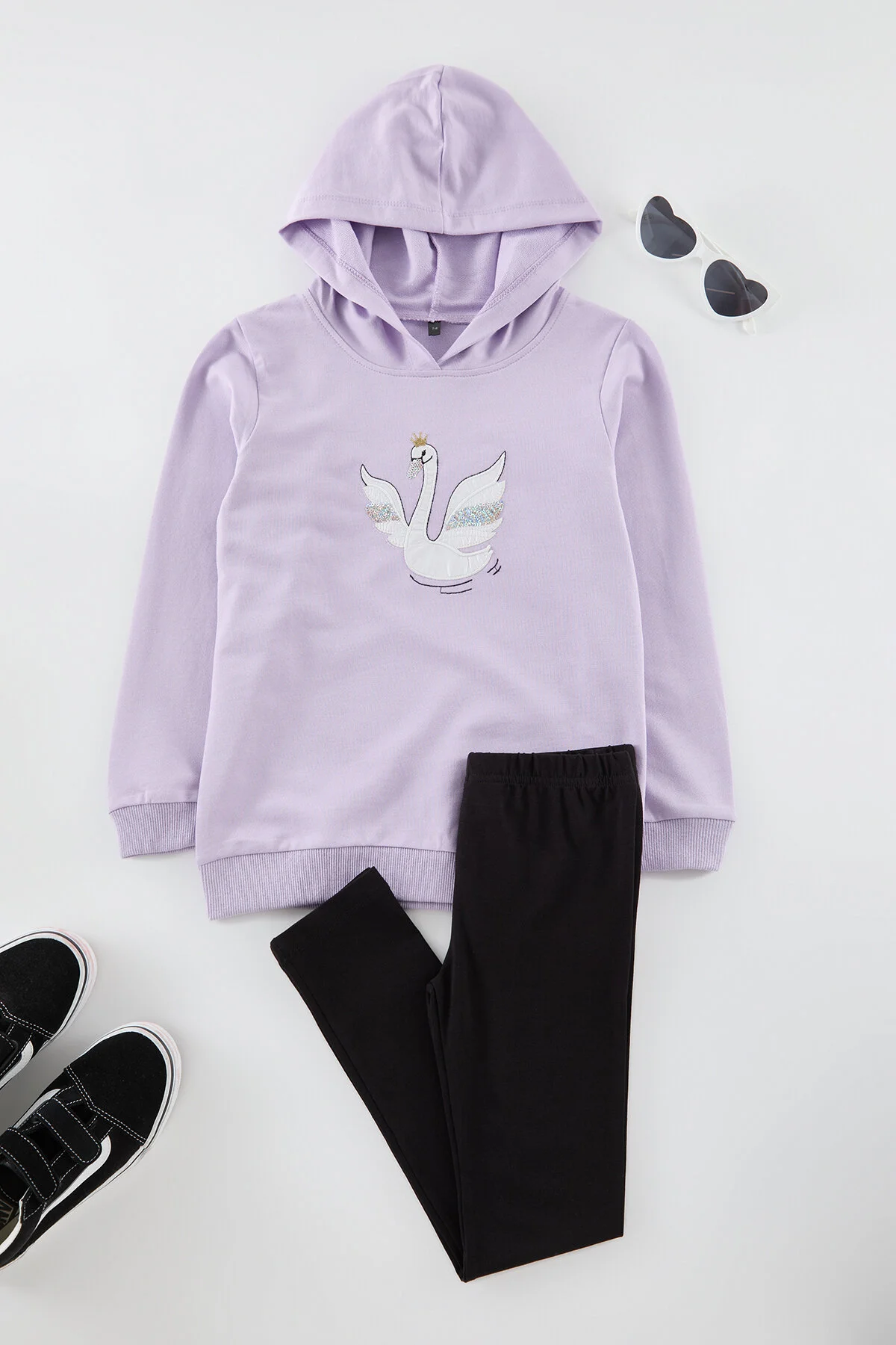 Bild von TRENDYOLKIDS Lilafarbenes Strickset Aus Baumwolle Mit Tiermotiv – Set Oben Und Unten für Damen - 8–9 Jahre