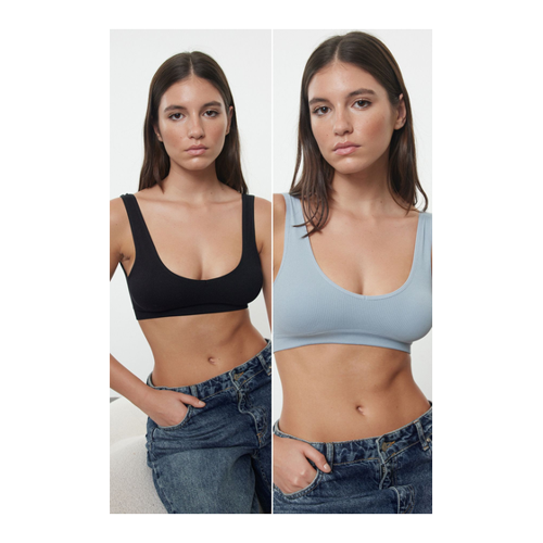 Bild von Trendyol Collection Seamless Black-blue 2-teiliges Triangel-BH-Set Ohne Polsterung Ohne Bügel – für Damen - M