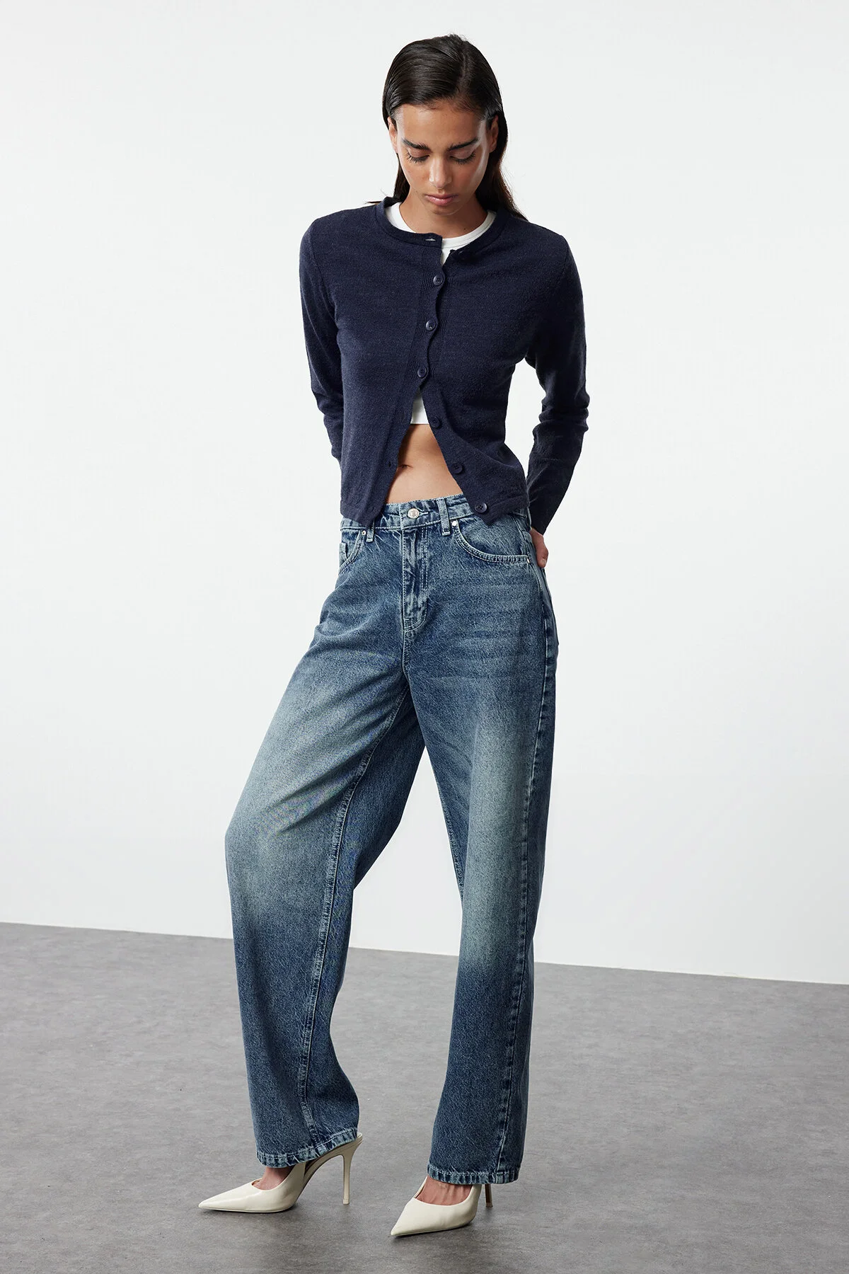 Bild von Trendyol Collection Blaue Baggy-jeans Mit Hoher Taille Und Barrel für Damen - 34