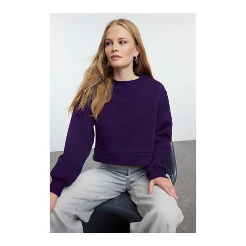 Bild von Trendyol Collection Dick Geschnittenes Fleece-kurz-sweatshirt in Lila