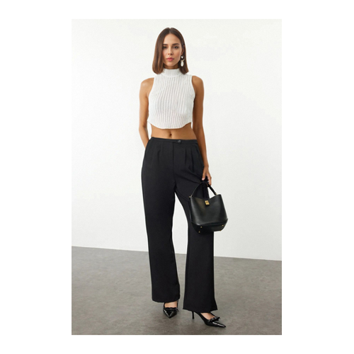 Bild von Trendyol Collection Schwarze Hose Aus Gewebtem Stoff Mit Weitem Bein – Niedrige Taille für Damen - 42