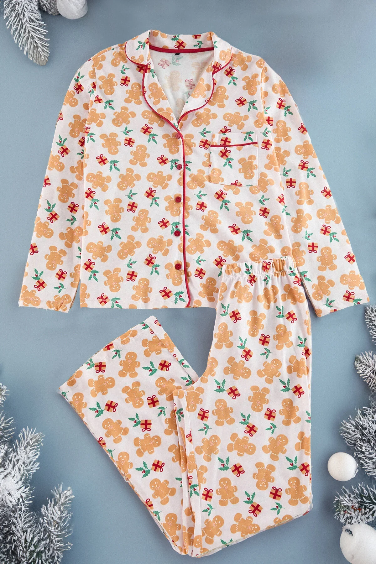 Bild von Trendyol Collection Neujahrs-pyjama-set Aus 100 % Baumwolle Mit Paspelierung – für Damen - L