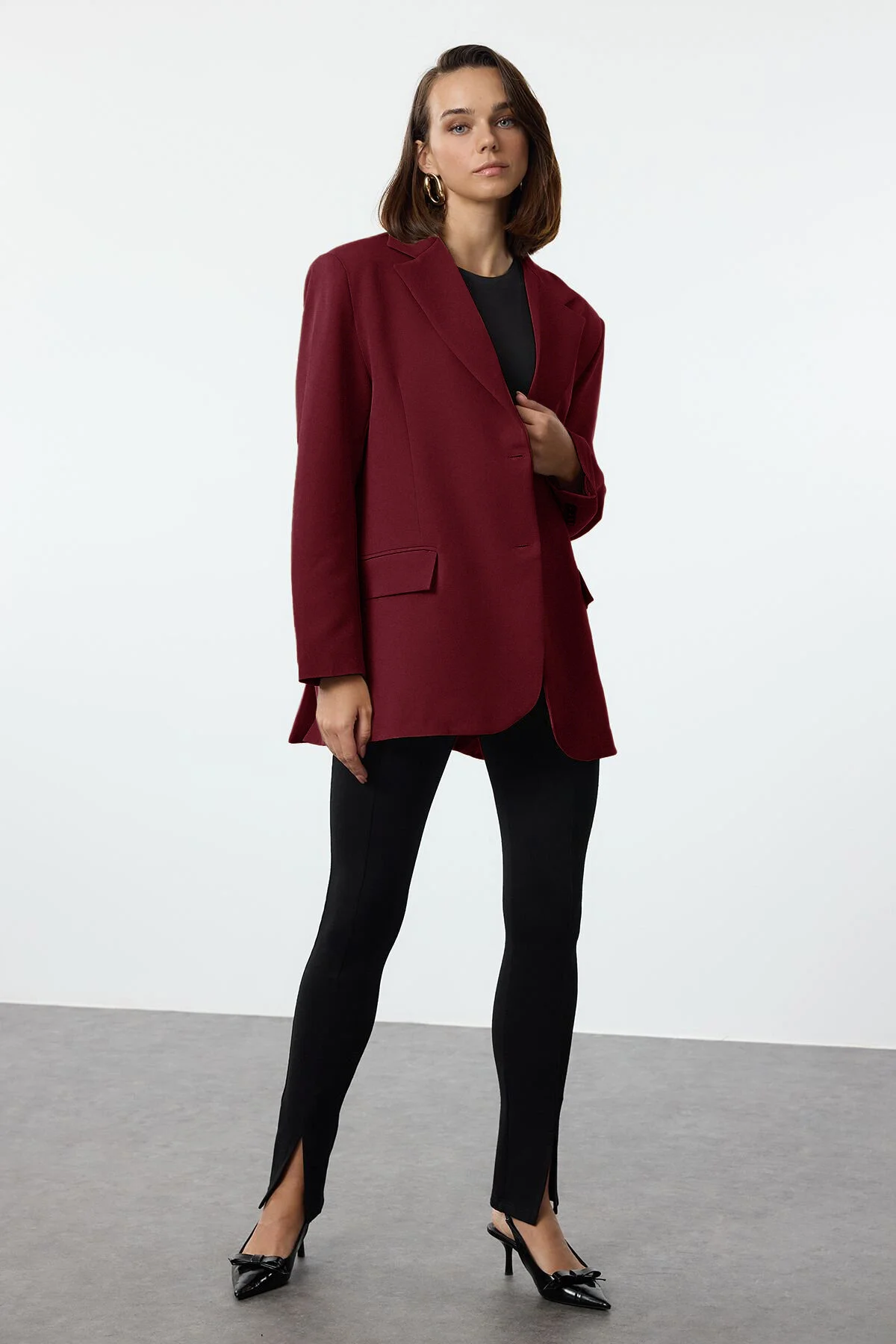 Bild von Trendyol Collection Burgunderrote Oversize-blazerjacke – für Damen - 34