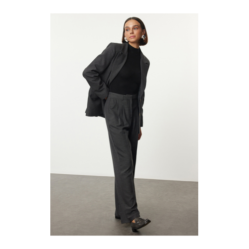 Bild von Elegante Plissierte Stoffhose für Damen in Anthrazit