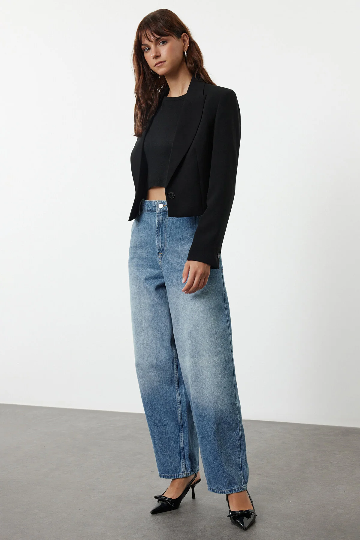 Bild von Trendyol Collection Blaue Baggy-jeans Mit Hoher Taille – Barrel Cut für Damen - 40