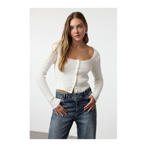 Bild von Trendyol Collection Ecru Strick Crop Cardigan für Damen - L