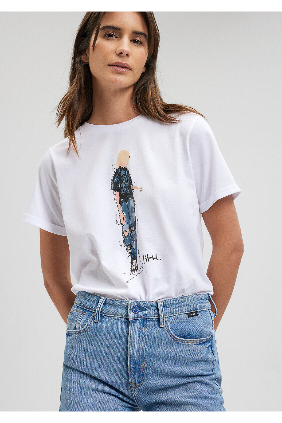 Bild von Mavi Weißes Denim-t-shirt Istanbul Für Mädchen Regular Fit -620 für Damen - XL