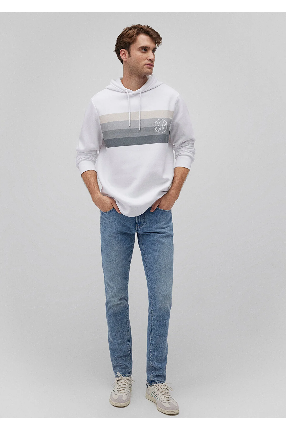 Bild von Mavi Weißes Bedrucktes Kapuzen-sweatshirt -620 für Herren - S