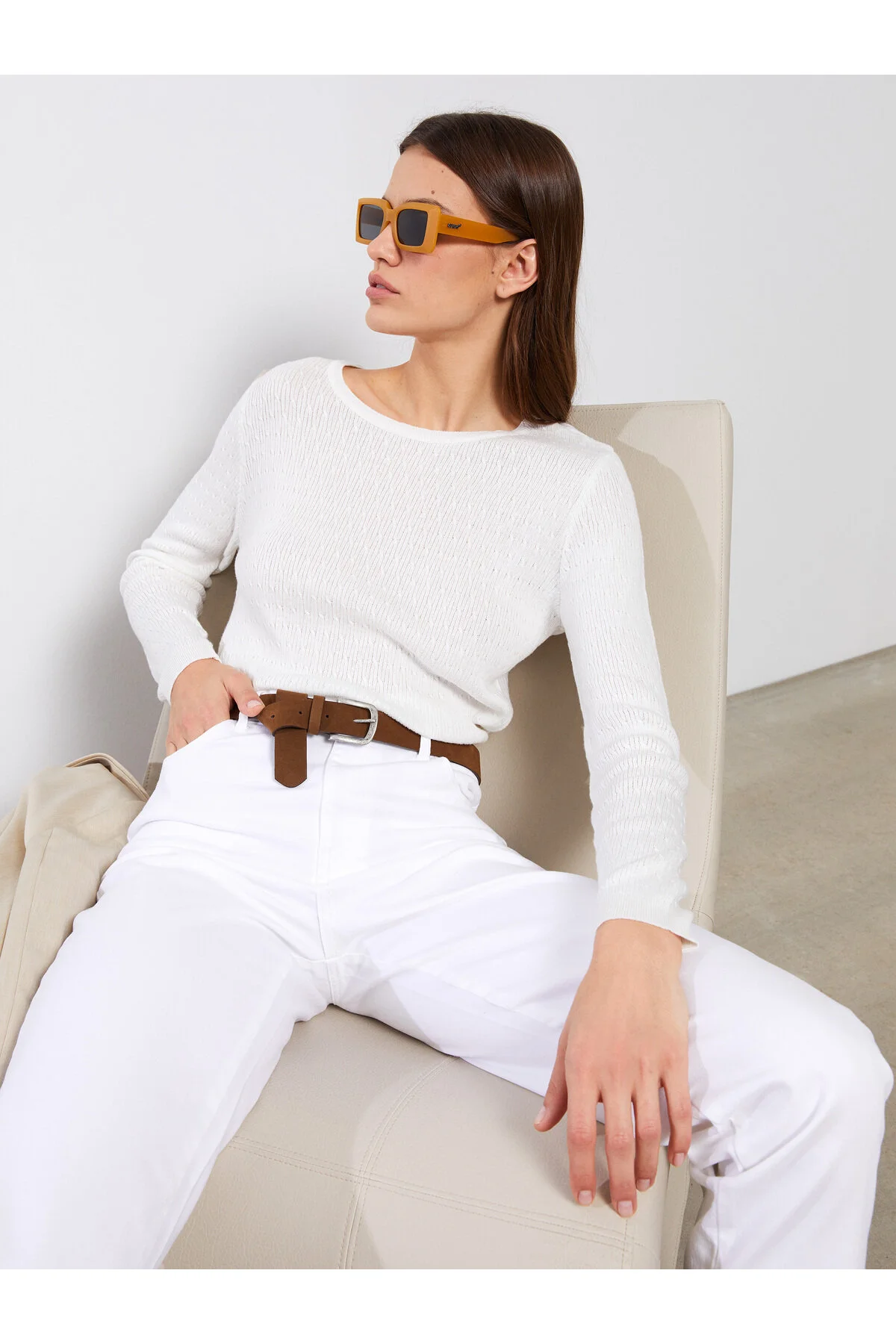 Bild von LC Waikiki Langärmliger Strickpullover Mit Rundhalsausschnitt für Damen - M