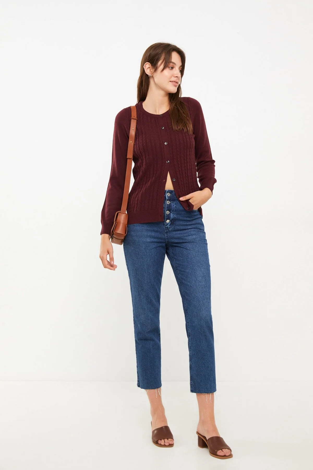 Bild von LC Waikiki Strickjacke Bordeaux Regular Fit für Damen - XL